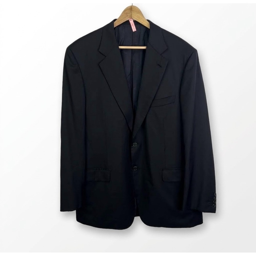 Brioni Nomentino Solid Black Wool Blazer EU 56R US 46R Suit Jacket Italy Modern